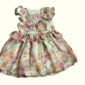 Wonder Nation Girl’s Toddler Sz 2 Multicolor Floral Ruffle Dress Holiday Party